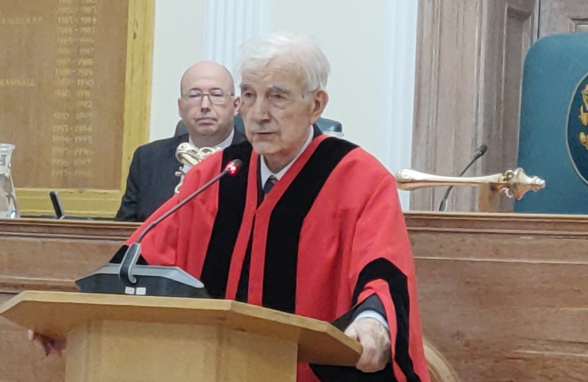 David Fraser MBE at the Guildhall in Kingston on becoming an Honorary Alderman