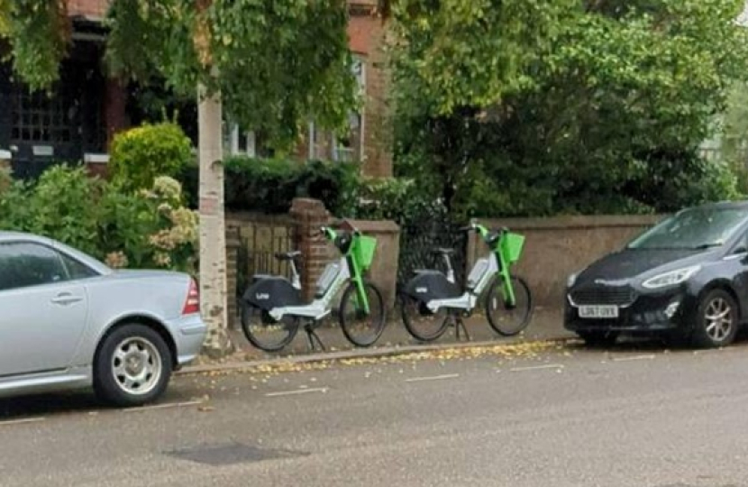 Inconsiderately parked Lime bikes